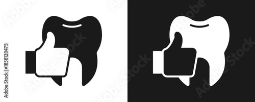 Healthy Teeth Icon Set Glyph In White And Black Background