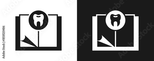 Dental Guide Icon Set Glyph In White And Black Background