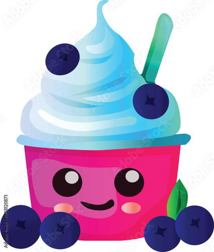 blueberry yogurt drink cute cream cartoon
