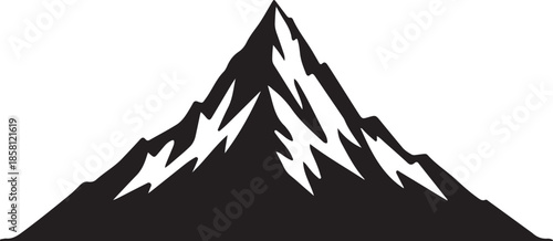 Black White Mountain Peak Snow Cut Illustration eps
