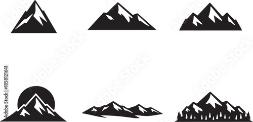Hiking Mountain Logo Bundle Black Whiten eps