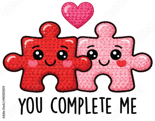 Faux Crochet Yarn Valentine PNG