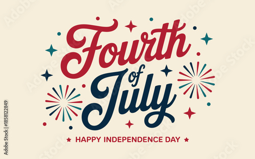 Fourth of July Celebration with Fireworks and Stars