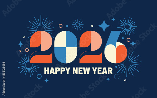 Colorful 2026 Happy New Year Celebration with Fireworks