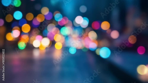 Abstract night city lights bokeh effect with colorful blurred background