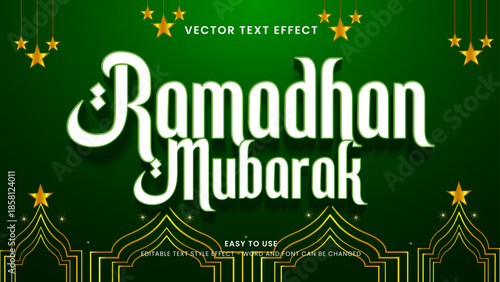 ramadhan mubarak editable text effect 3d vector