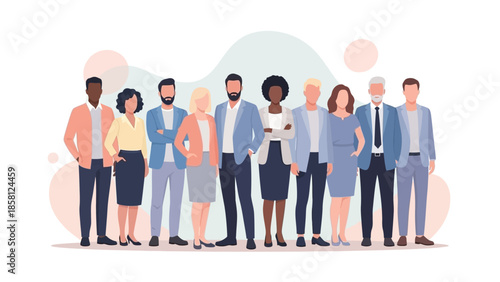 Diverse group of business professionals standing together.