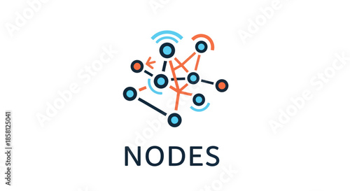 Abstract Network Connection: Interconnected Nodes with Wireless Signals and Data Transfer.