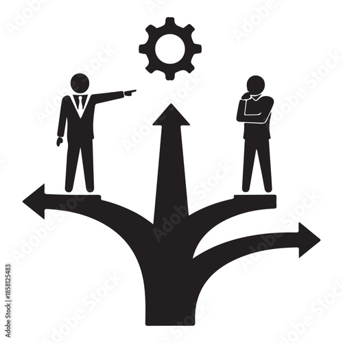 Human Brain at Multi Direction Arrows Representing Thinking, Logic, and Decision Making Concept
