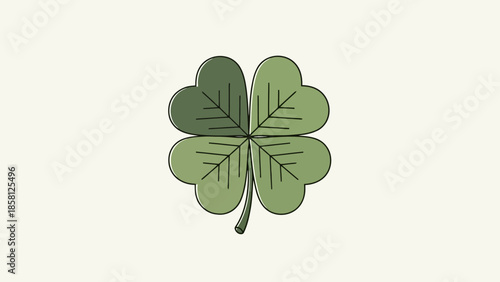 A detailed illustration of a four-leaf clover, a symbol of good luck and fortune.