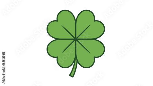 A detailed illustration of a four-leaf clover, a symbol of good luck and fortune.