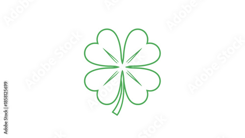 A simple green outline of a four-leaf clover on a white background.