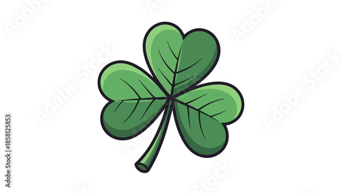 Bild auf Leinwand A simple, stylized illustration of a green shamrock with three heart-shaped leaves