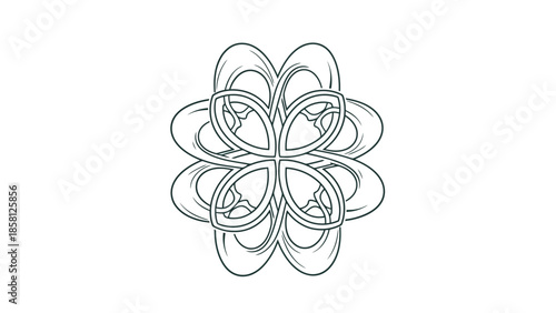 Intricate floral design with overlapping petals and a central geometric pattern.