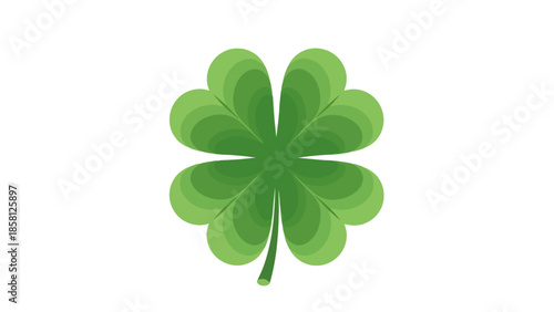 A vibrant green four-leaf clover, a symbol of good luck, isolated on a clean white background.