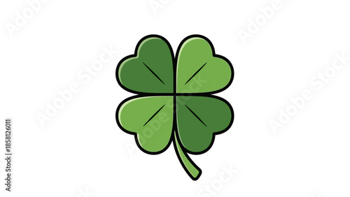 A simple, clean illustration of a green four-leaf clover on a white background.