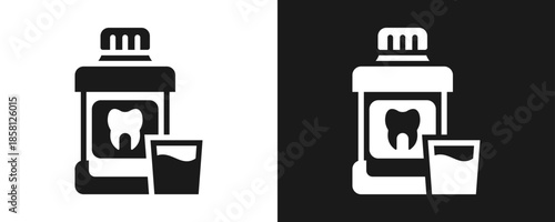 Mouthwash Icon Set Glyph In White And Black Background