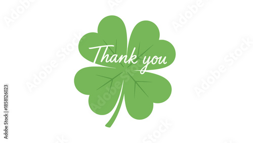 A green four-leaf clover with the words "Thank you" written on it.