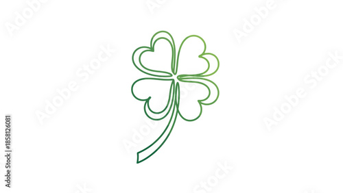 A stylized green four-leaf clover with a stem, drawn with a continuous line effect.