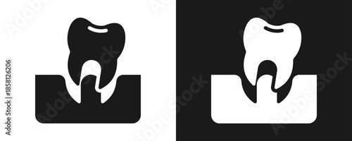 Loose Tooth Icon Set Glyph In White And Black Background