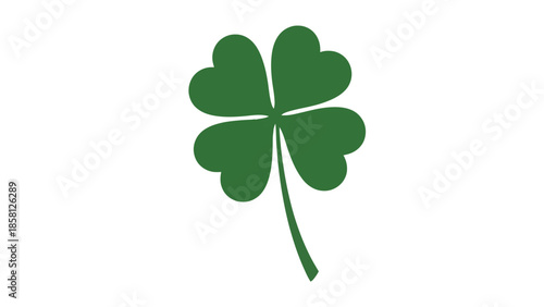 A simple, stylized green four-leaf clover on a white background.
