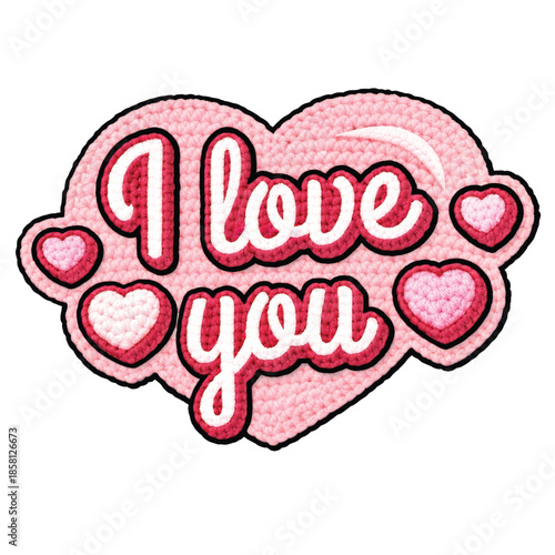 Faux Crochet Yarn Valentine PNG