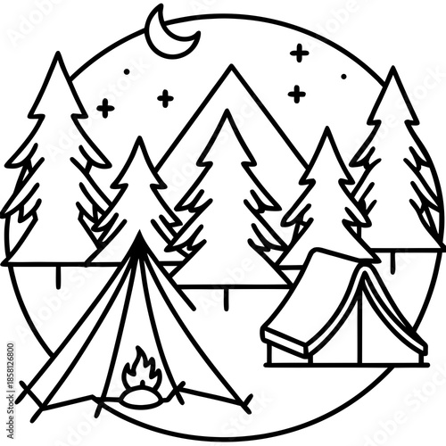 Nighttime camping scene