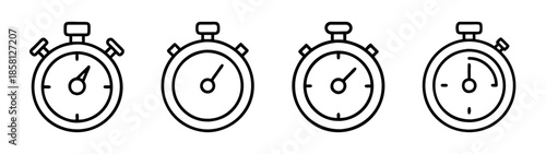 A set of four different stopwatch icons for time measurement and countdown concepts