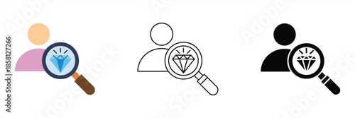 Iconic representation of a meticulous search for top-tier talent or a premium customer, symbolizing value identification in human resources and business strategy