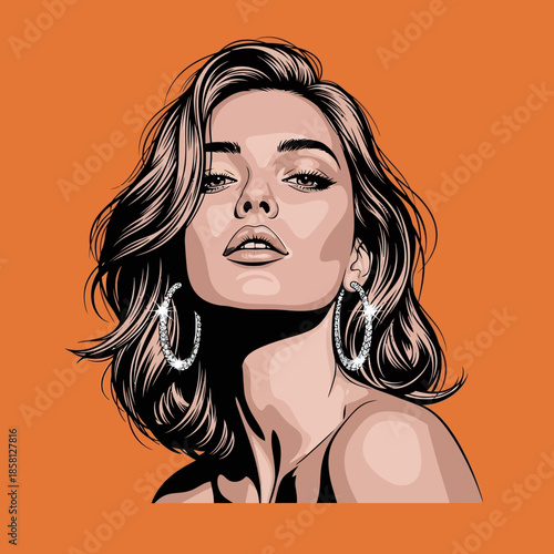 Illustration of a Woman with Earrings.