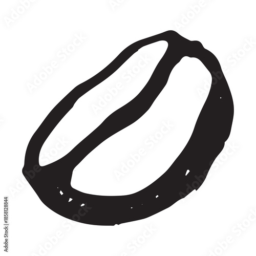 Hand drawn fresh roasted coffee bean Arabica robusta seed doodle Single element for print, web, design, decor