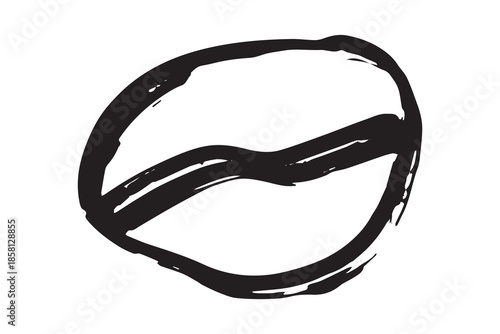 Hand drawn fresh roasted coffee bean Arabica robusta seed doodle Single element for print, web, design, decor