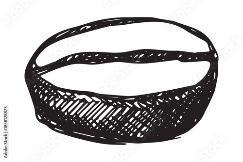 Hand drawn fresh roasted coffee bean Arabica robusta seed doodle Single element for print, web, design, decor