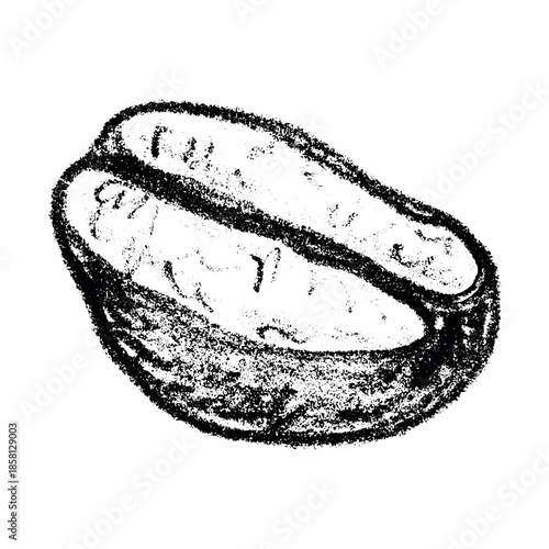 Hand drawn fresh roasted coffee bean Arabica robusta seed doodle Single element for print, web, design, decor