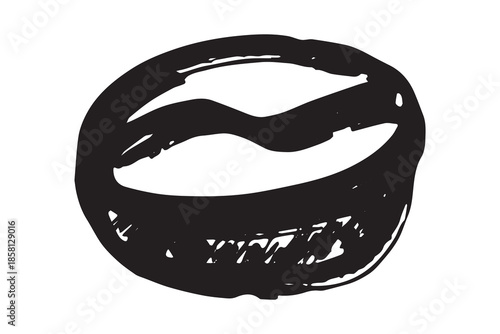 Hand drawn fresh roasted coffee bean Arabica robusta seed doodle Single element for print, web, design, decor