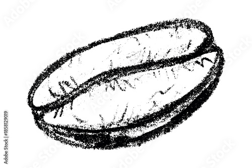 Hand drawn fresh roasted coffee bean Arabica robusta seed doodle Single element for print, web, design, decor