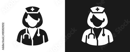 Gynecologyst Icon Set Glyph In White And Black Background