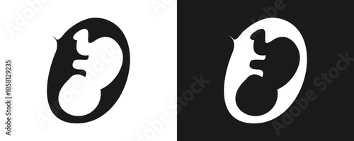 Fetus Icon Set Glyph In White And Black Background