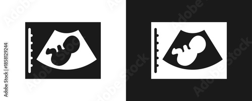 Ultrasound Icon Set Glyph In White And Black Background