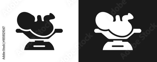 Baby Weight Icon Set Glyph In White And Black Background