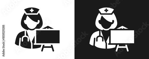 Consultation Icon Set Glyph In White And Black Background