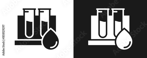 Blood Test Icon Set Glyph In White And Black Background