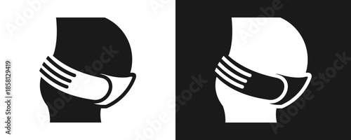 Maternity Belt Icon Set Glyph In White And Black Background