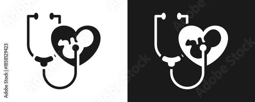 Pediatric Care Icon Set Glyph In White And Black Background