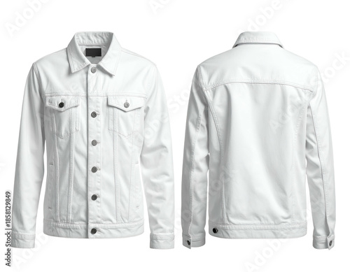 White denim jacket shown front and back