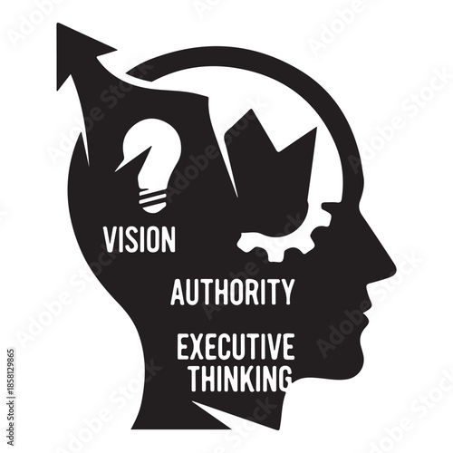 Leadership Mindset Symbol with Abstract Human Shape and Authority Concept