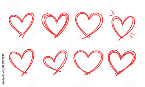 Wallpaper Mural Vector Hand Drawn Red Heart Outline Icon Set Torontodigital.ca