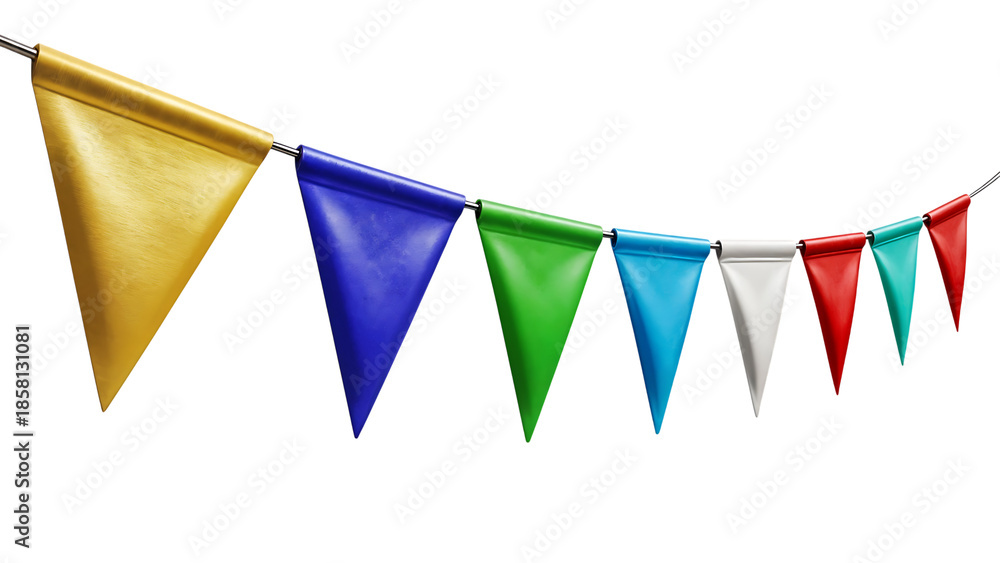 Fototapeta premium Vibrant Triangular Party Banners on Transparent Background