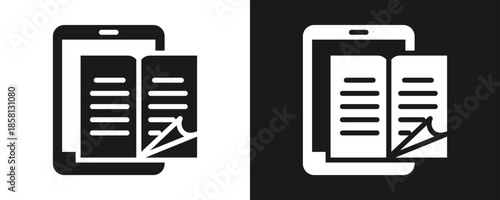 Ebook Icon Set Glyph In White And Black Background