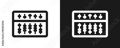 Abacus Icon Set Glyph In White And Black Background